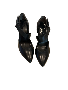 Paul Green Black Leather Pointed-Toe Ankle-Strap Heels 3.5uk/ 6 USA